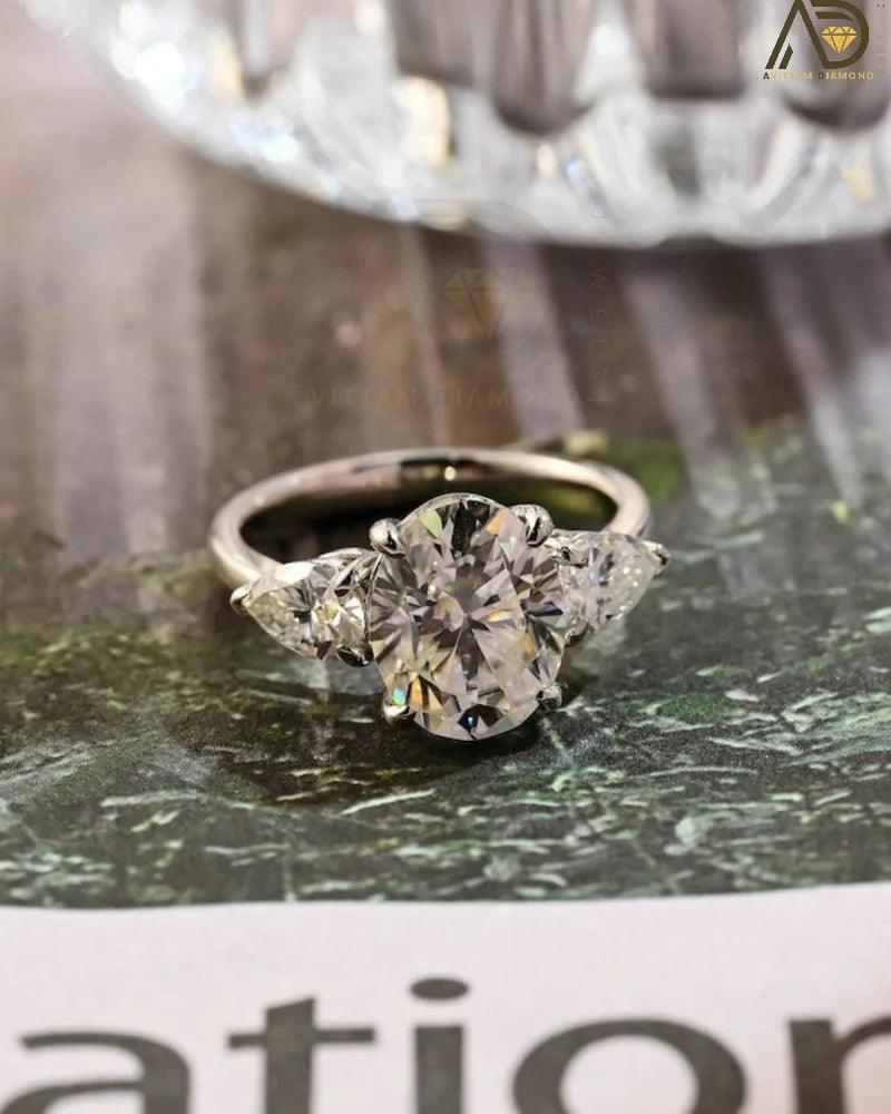 Three Stone Moissanite Engagement Ring