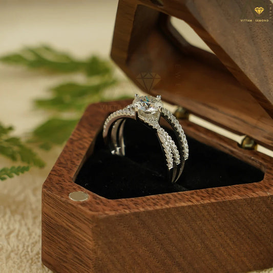 Round Moissanite Ring | Twisted Band Ring | Unique Promise Ring