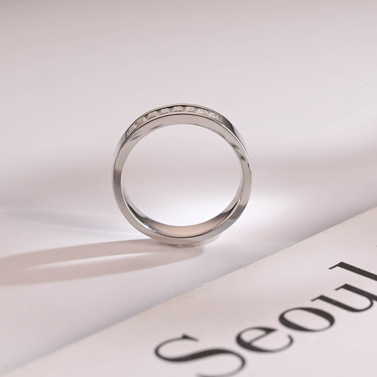 Emerald cut moissanite ring