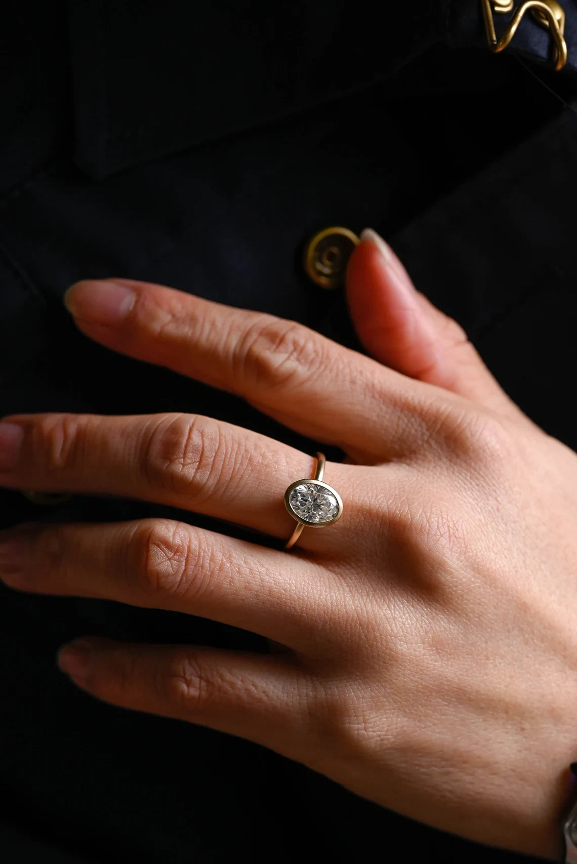 oval stone bezel ring