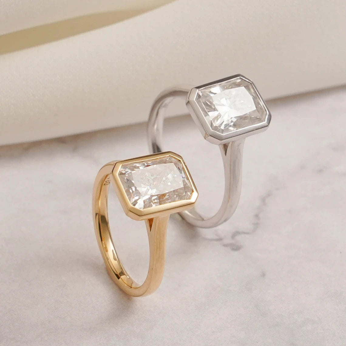 Anniversary Perfection | Gold Bezel Band | Radiant Charm