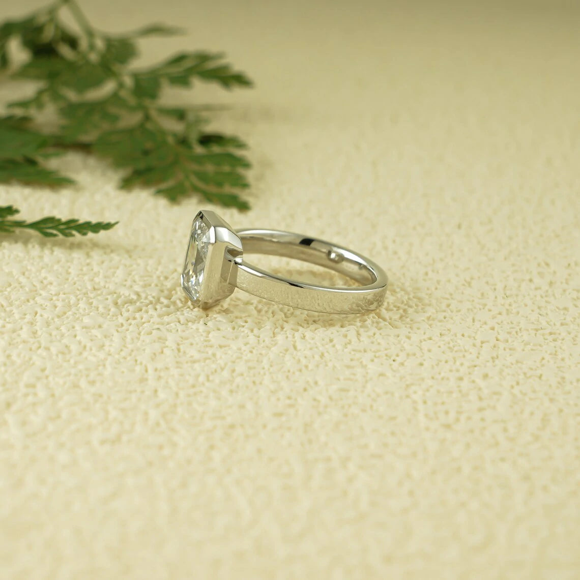 radiant moissanite setting | bezel fine jewelry | artisan engagement ring