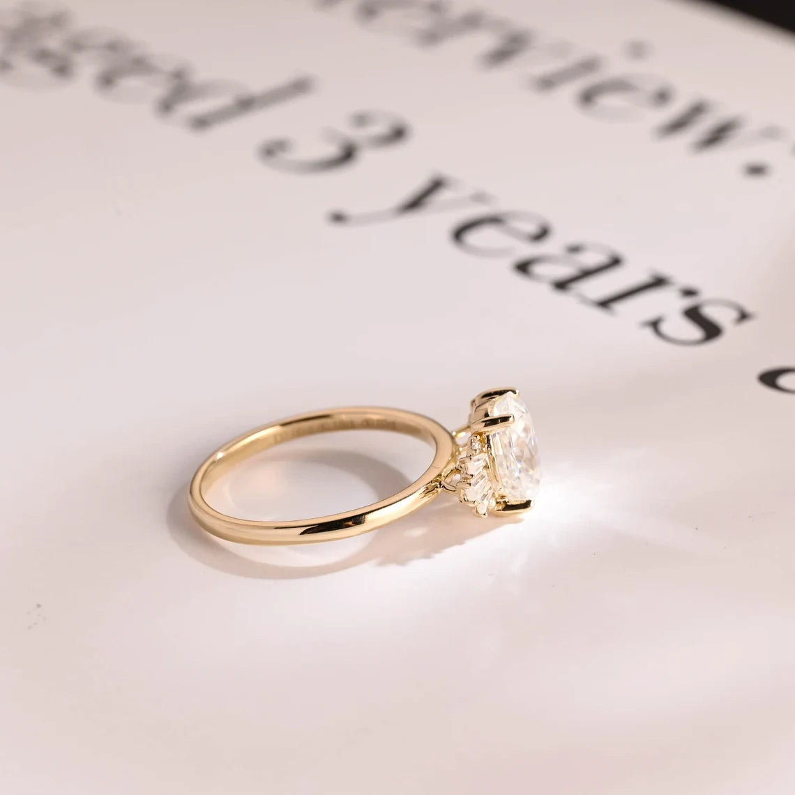 yellow gold moissanite ring