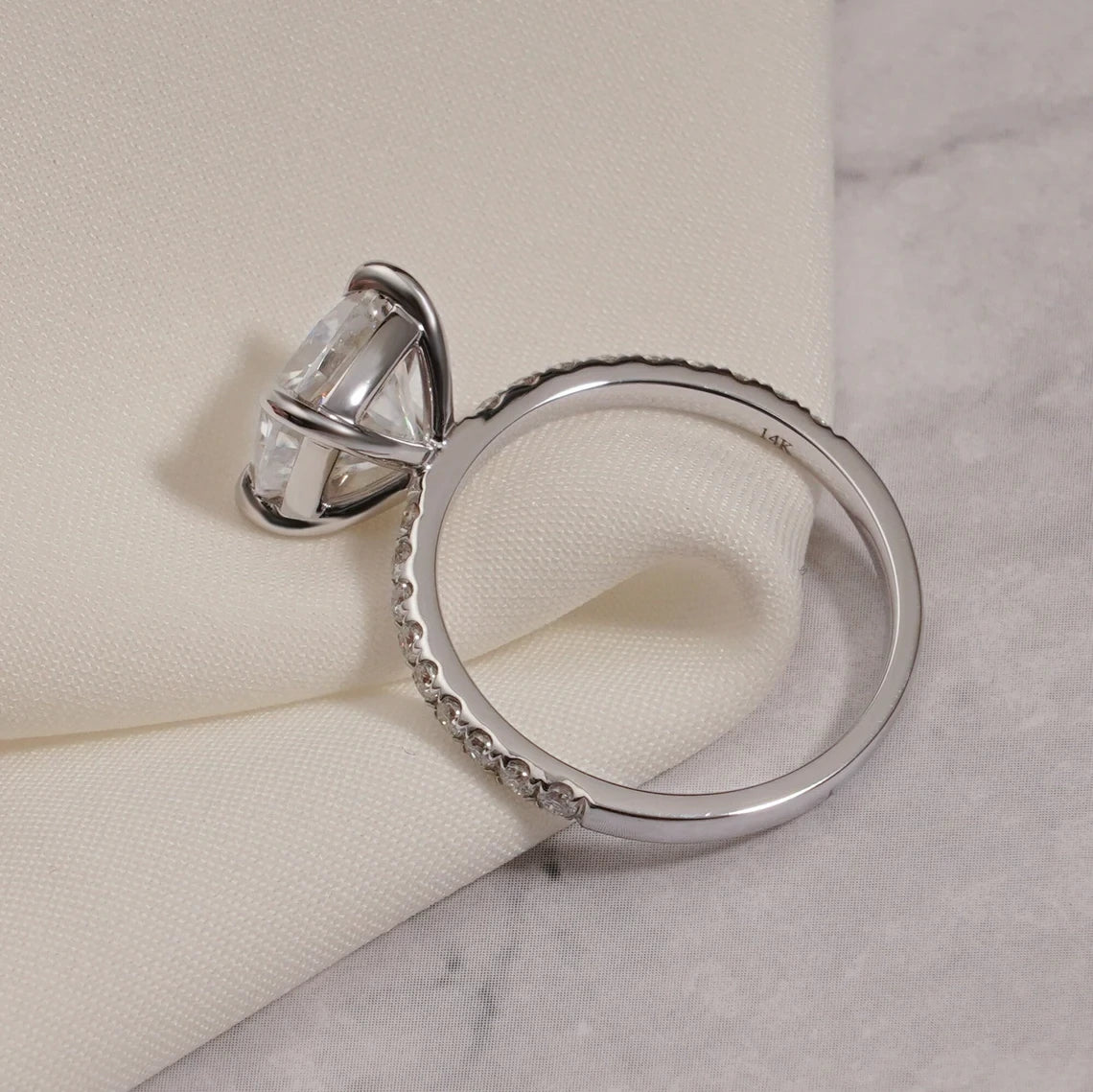 Golden Promise | Half Pavé Brilliance | Cushion Moissanite