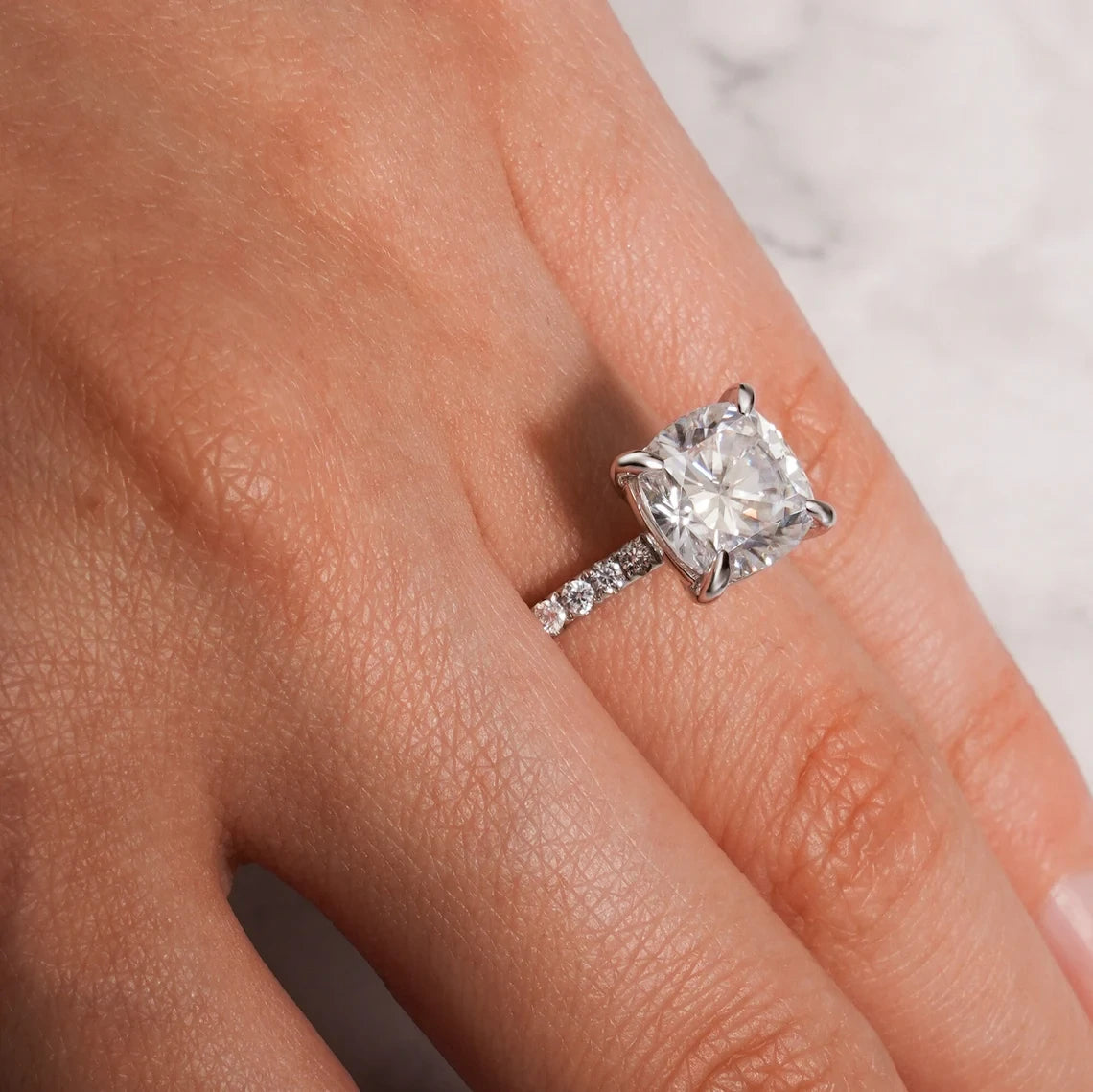 Shine from Every Angle | Cushion Cut Fire | Gold Pavé Band
