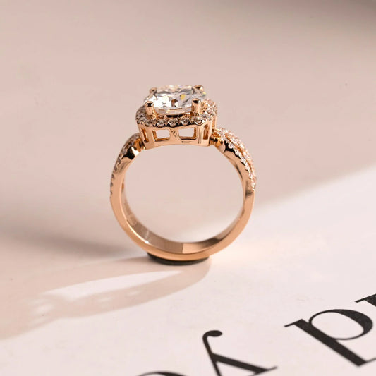 Halo Moissanite Sparkle | Solid Gold Shine | Gift for Her