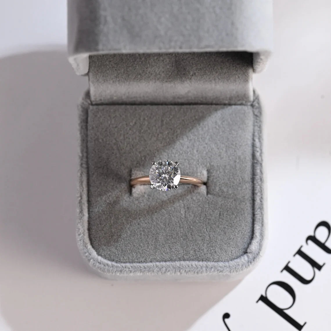 Double Color Glow | Round Moissanite Spark | Solid Gold Ring