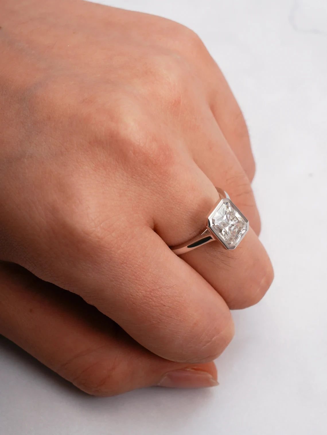 bezel cut moissanite jewelry | moissanite ring for women | engagement jewelry