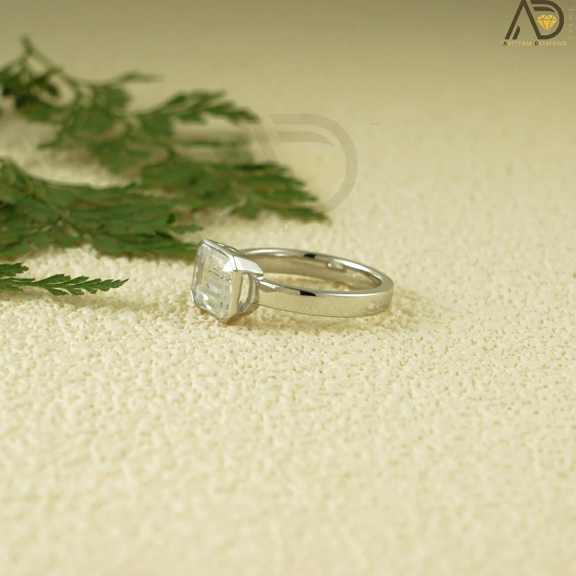 Moissanite Solitaire Ring | Elegant Gold Band | Promise Ring