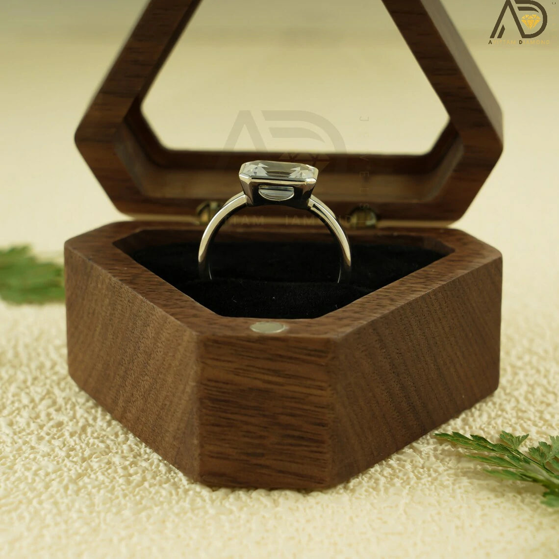 Handmade Engagement Ring | Emerald Cut Stone | Gold Jewelry