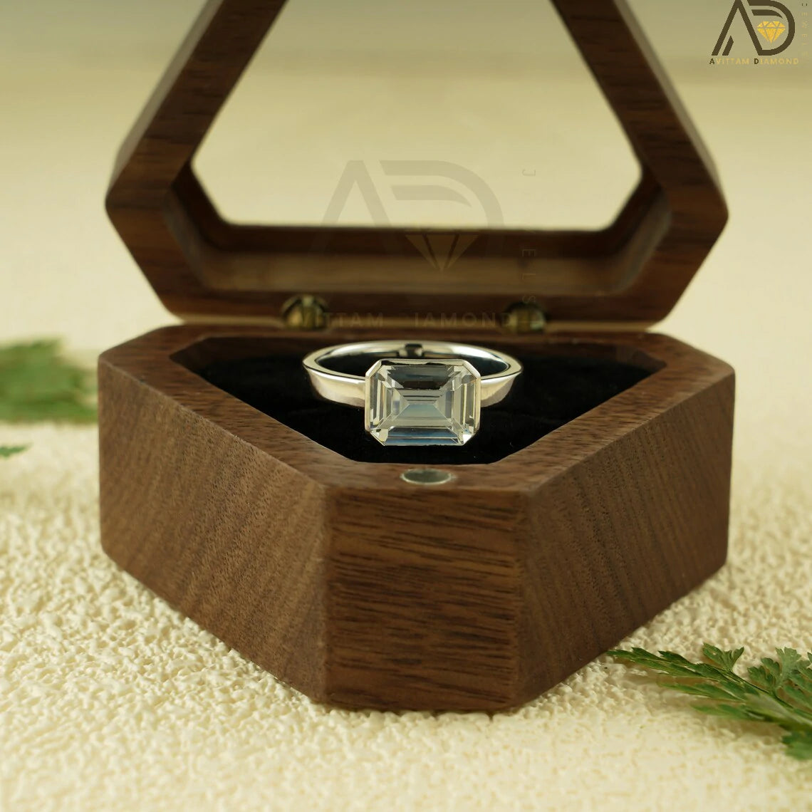 Emerald Cut Moissanite | Classic Gold Ring | Minimalist Jewelry