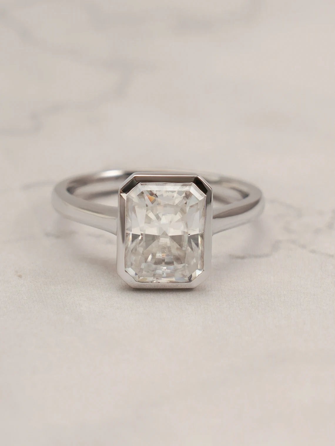 moissanite bezel ring | radiant cut moissanite ring | moissanite solitaire