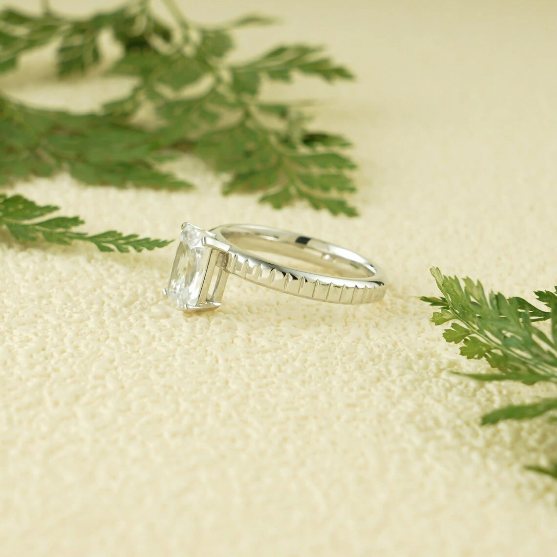 clean setting ring | bezel inspired ring | moissanite promise ring