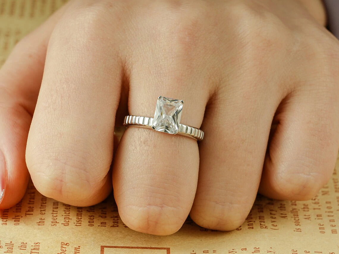 wedding jewelry ring | handmade moissanite ring | brilliant radiant cut ring