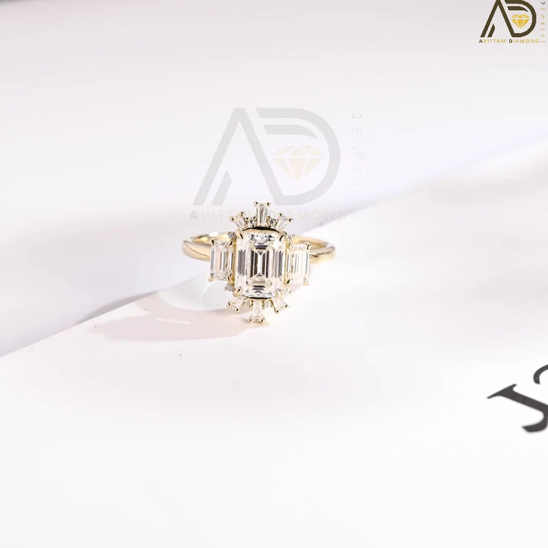 Stylish Moissanite Anniversary Band | Dazzling Flower Cluster Ring | Elegant Vintage Promise Ring