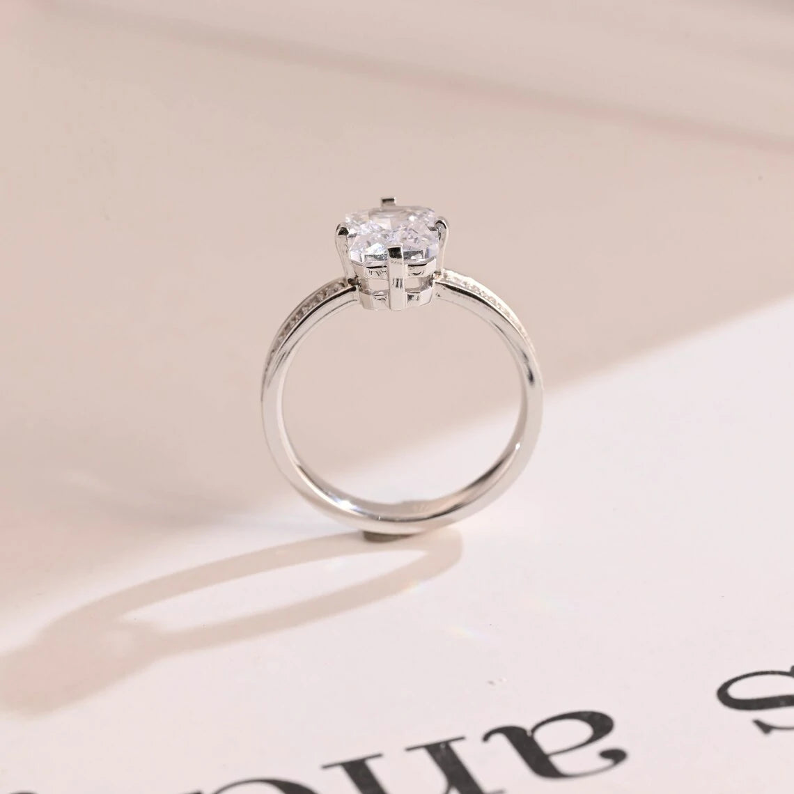 moissanite for her | engagement radiant ring | white gold sparkle ring