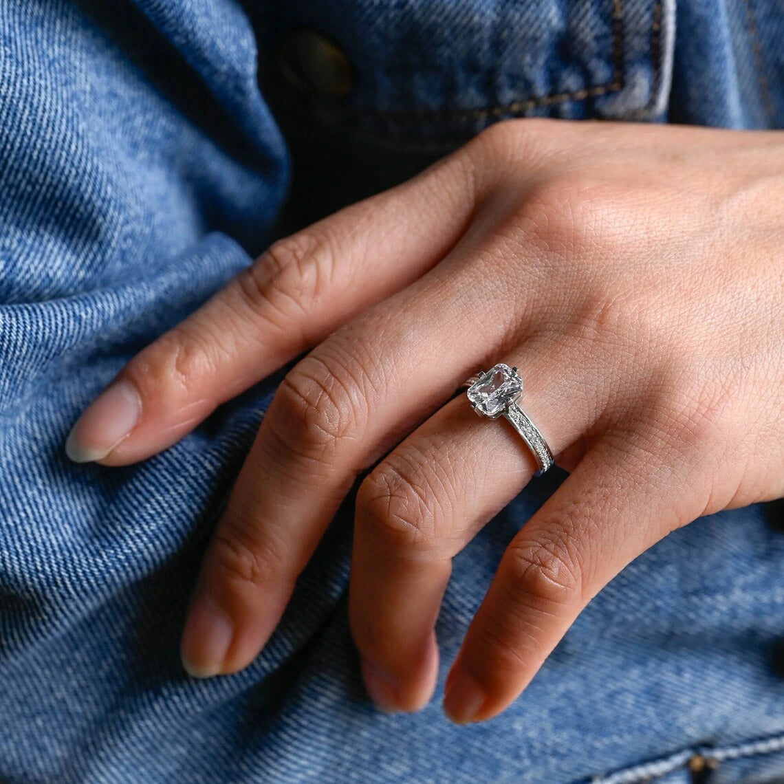 modern radiant ring | ethical engagement ring | forever one radiant
