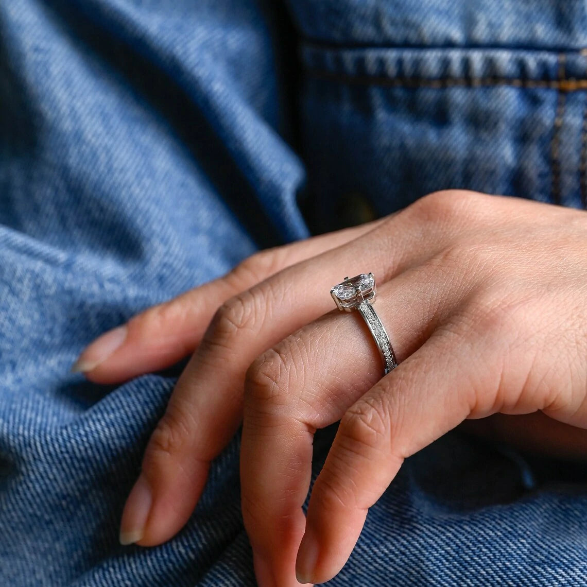 affordable bridal ring | handmade radiant ring | dainty radaint cut