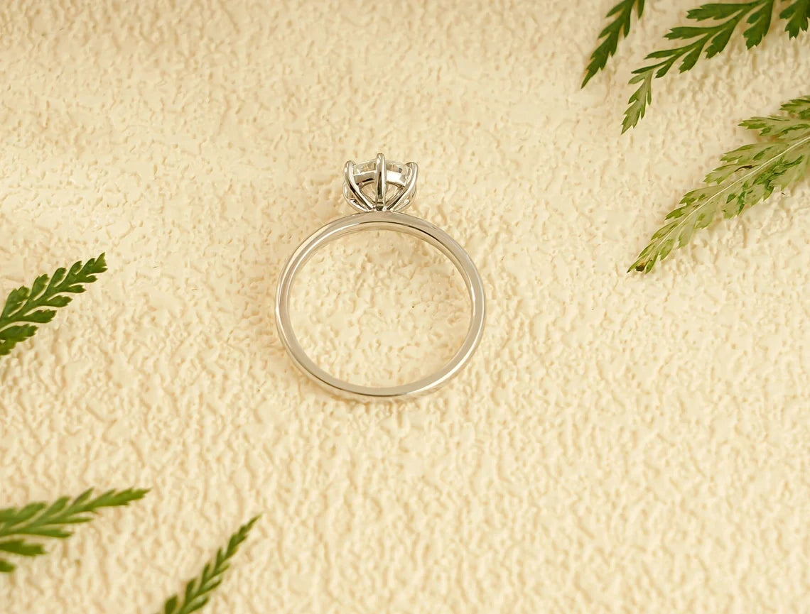 Promise Her Shine | Minimal Gold Band | Round Moissanite Glow
