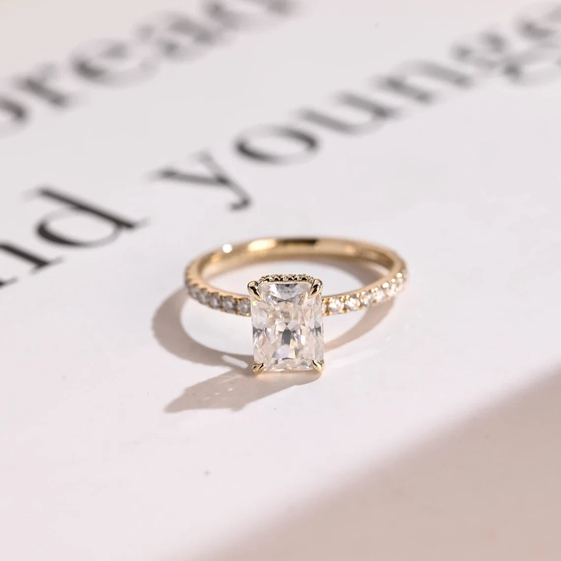 Radiant Halo Glow | Pavé Gold Band | Gift for Your Wife