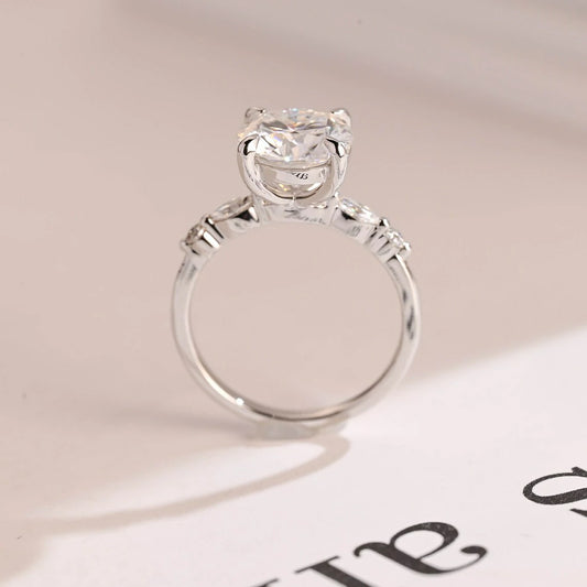 Romantic Gold Ring | Round Moissanite Sparkle | Gift for Wife