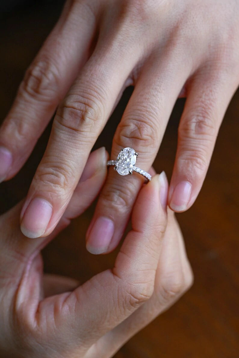 hidden halo moissanite ring