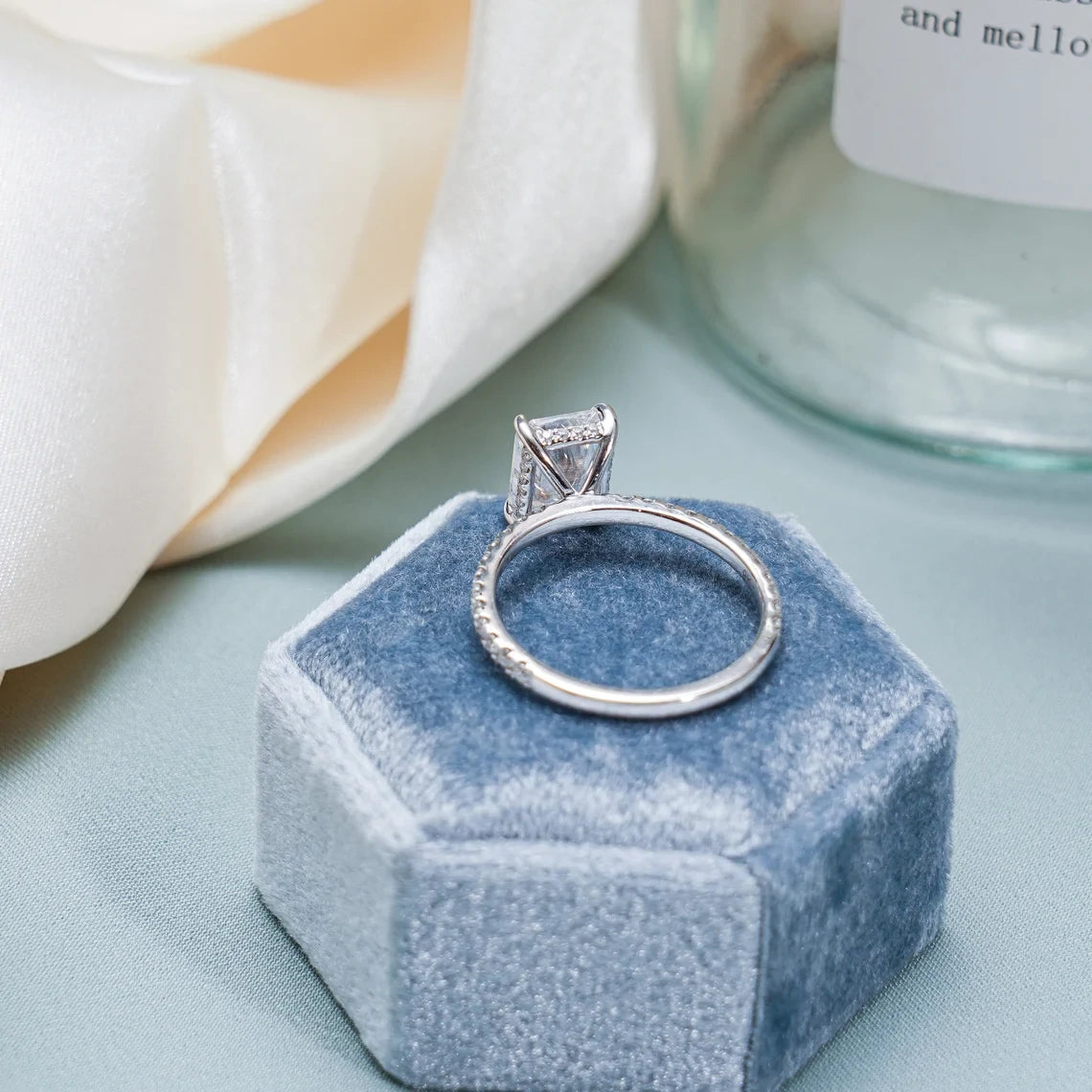 bridal ring set | radiant cut diamond alternative | moissanite jewelry
