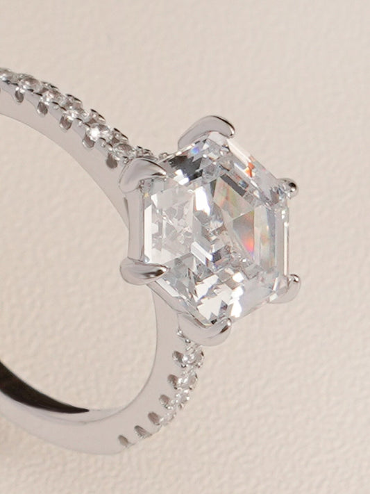 Hexagon cut moissanite ring