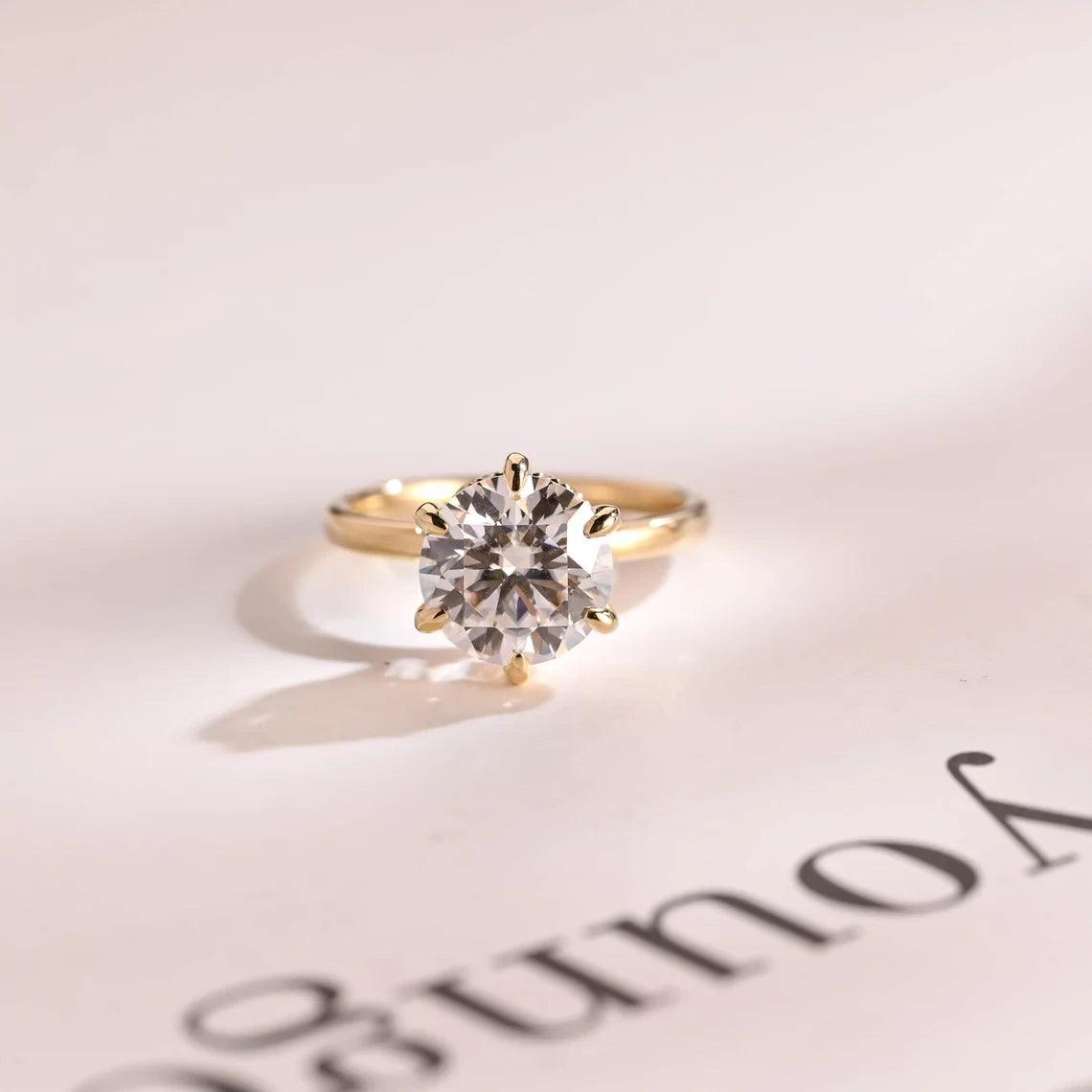 Hidden Halo Engagement Ring | Solid Gold Moissanite | Gift for Her