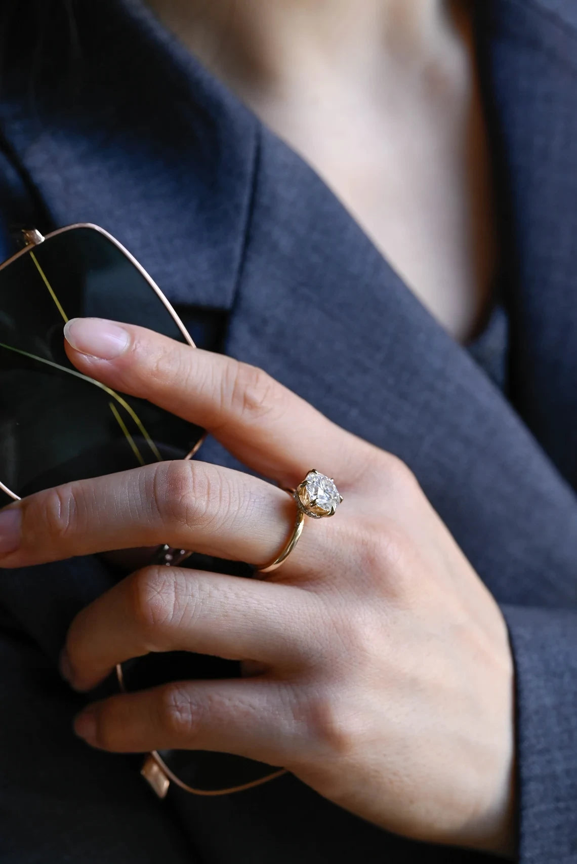 Hidden Halo Ring for Her | Gold Moissanite Gift | Love & Promise
