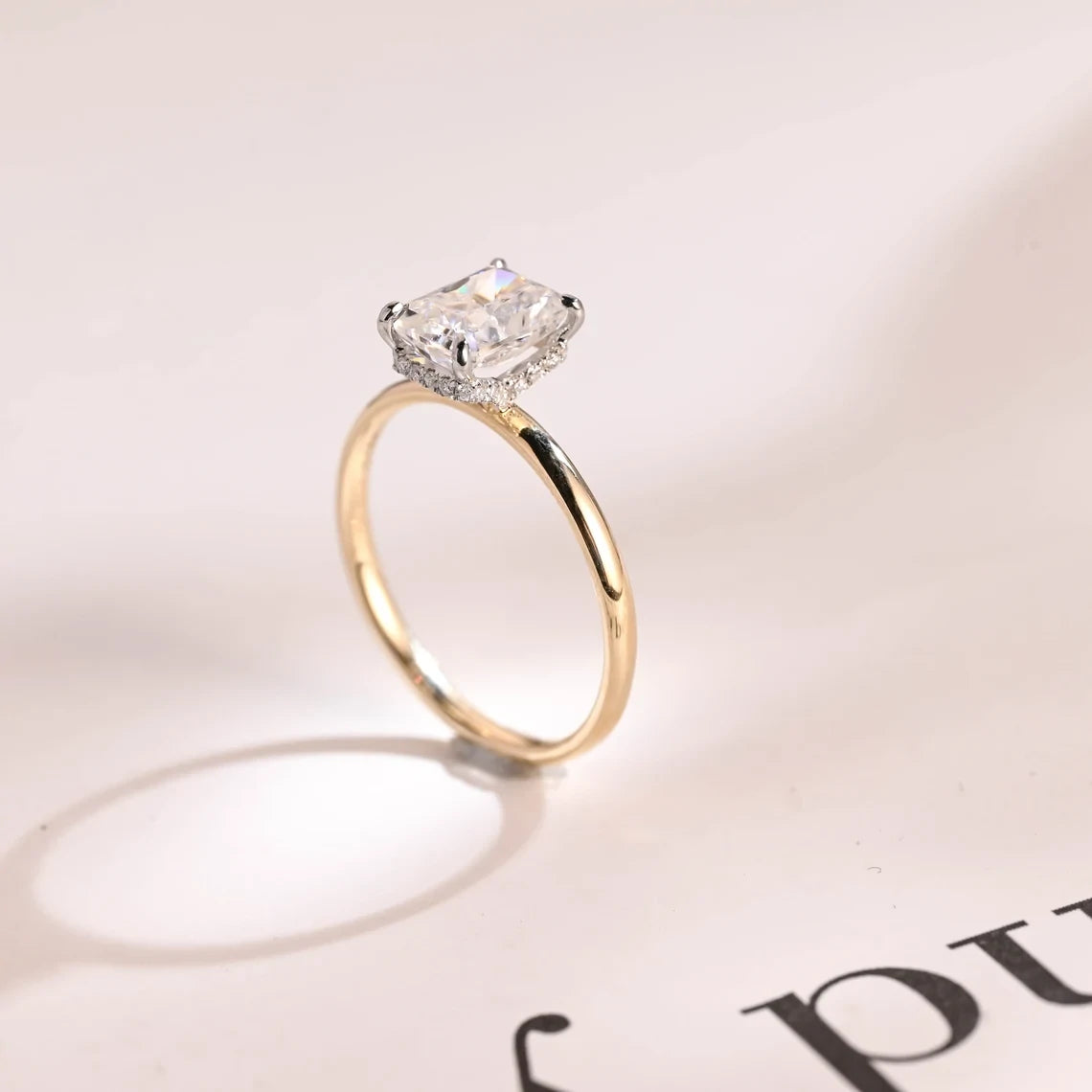 Celebrate Her Glow | Dainty Gold Ring | Hidden Halo Fire