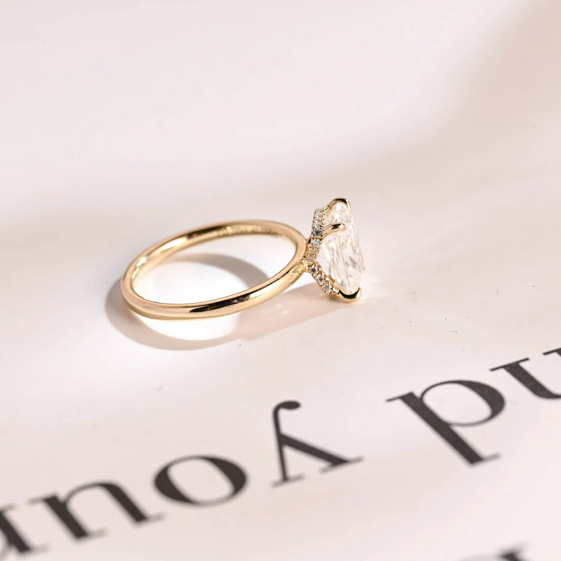 Promise in Gold | Elegant Moissanite | 18K Halo Gift