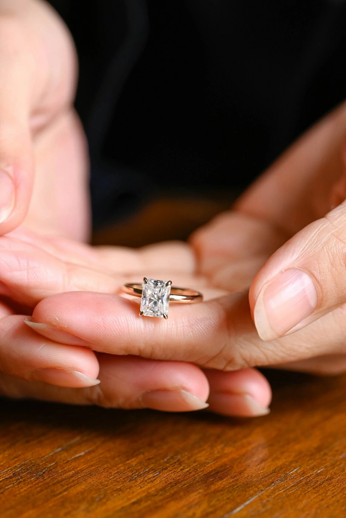 Hidden Halo Elegance | Proposal Ring | 18K Radiant Gold