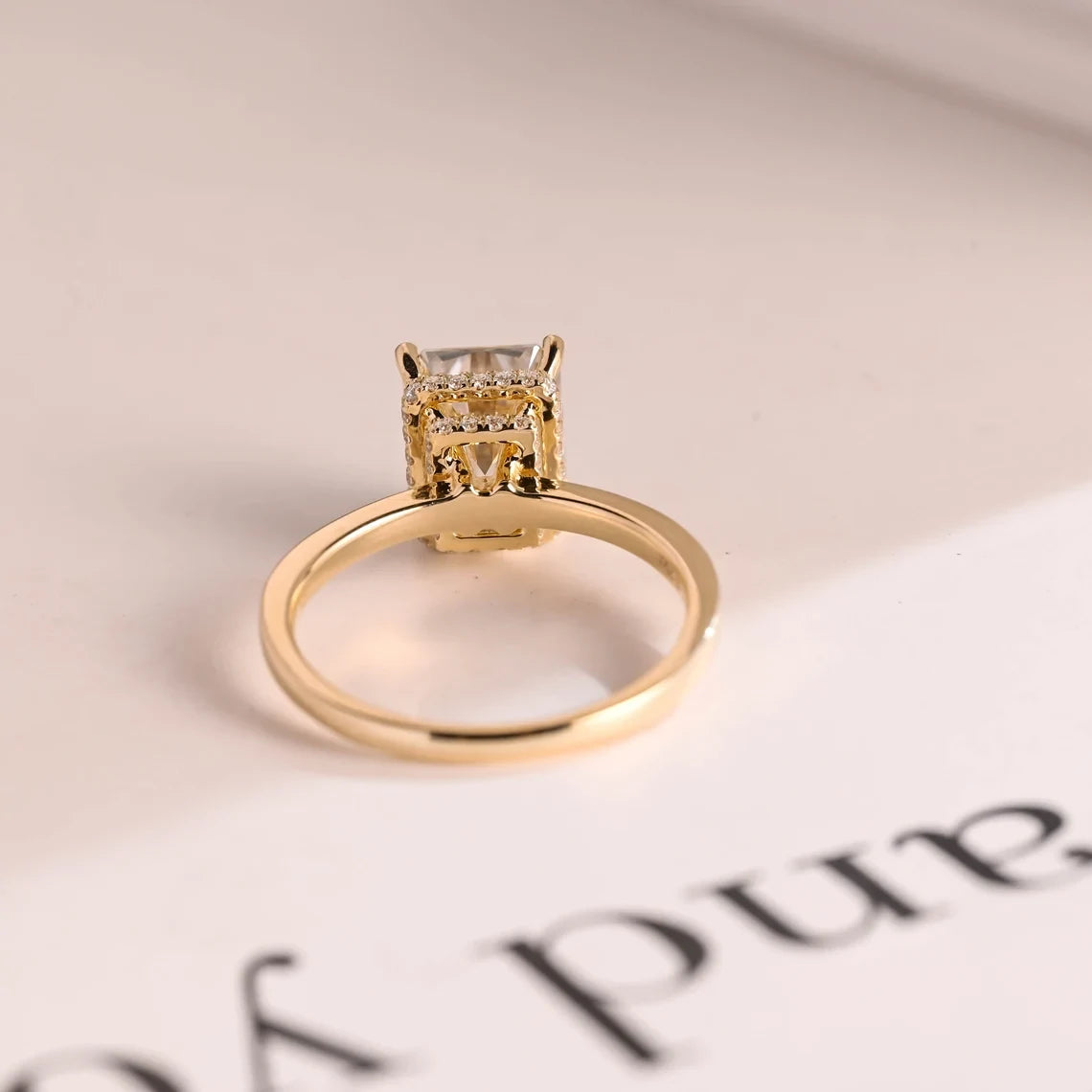 Elegant Moissanite Light | 18K Gold Power | Halo Romance