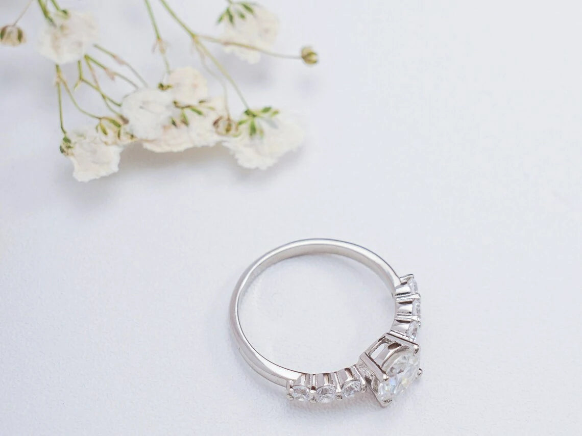 Elegant and Dainty | Moissanite Glow | Half Pavé Beauty