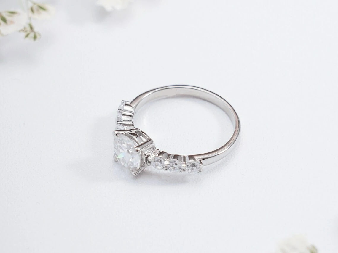 Celebrate Forever | Round Moissanite Light | Half Pavé Ring