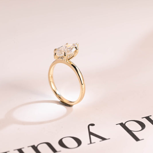 Marquise cut moissanite ring