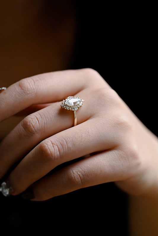 Marquise cut moissanite ring