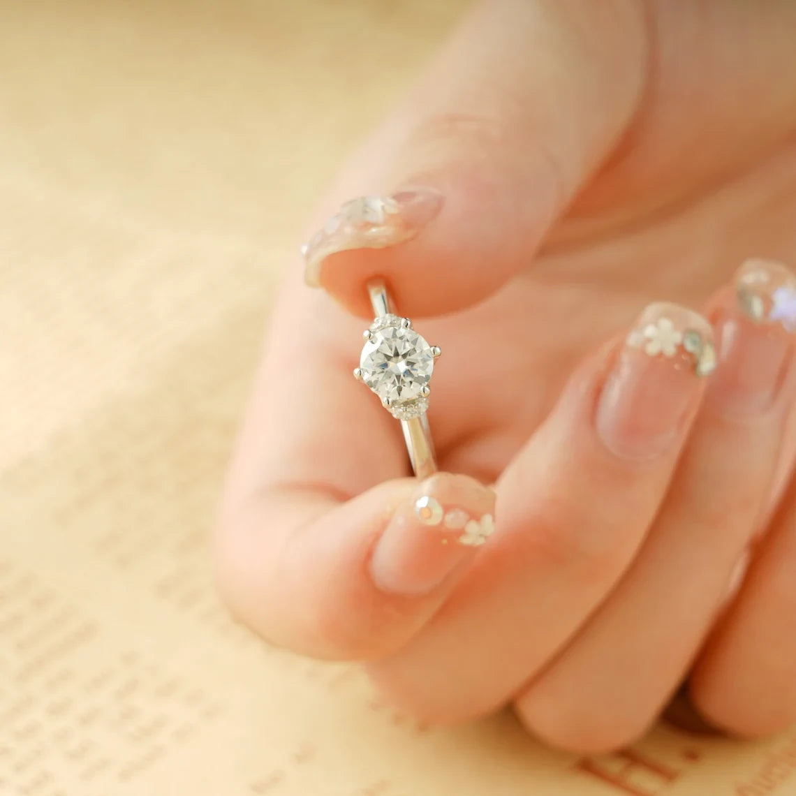 Minimalist Glow | Solid Gold Band | Round Moissanite Beauty