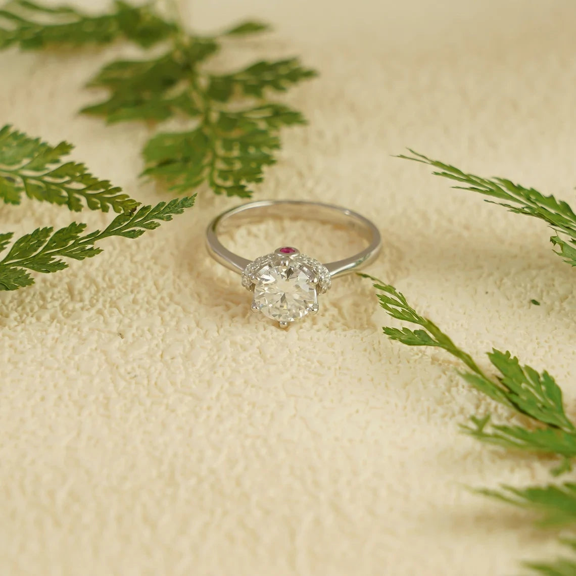 For Her Forever | Solid Gold Magic | Round Moissanite Ring