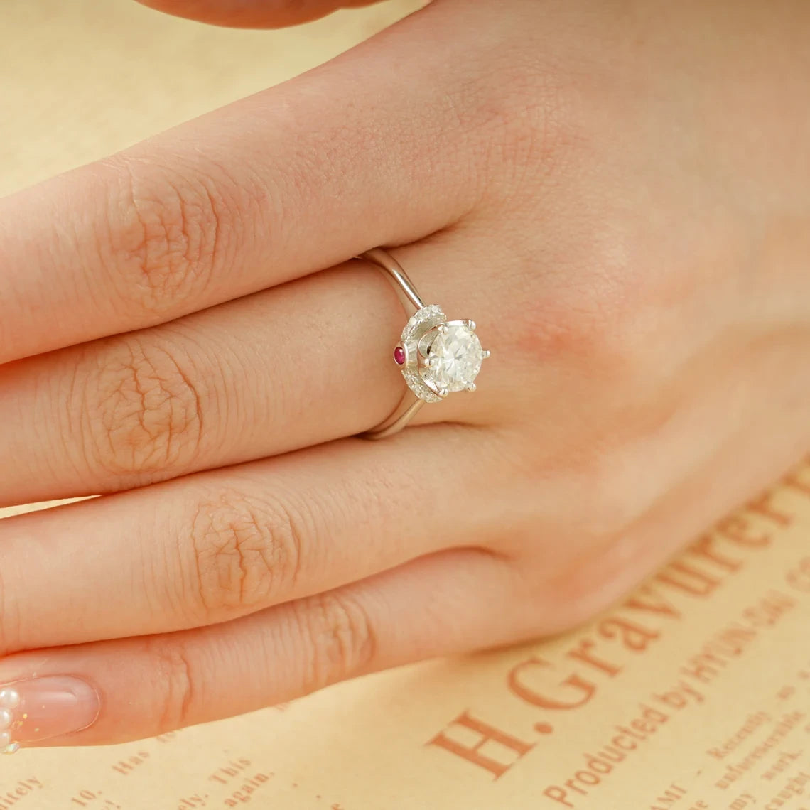 Promise in Gold | Delicate Spark Ring | Moissanite Gift