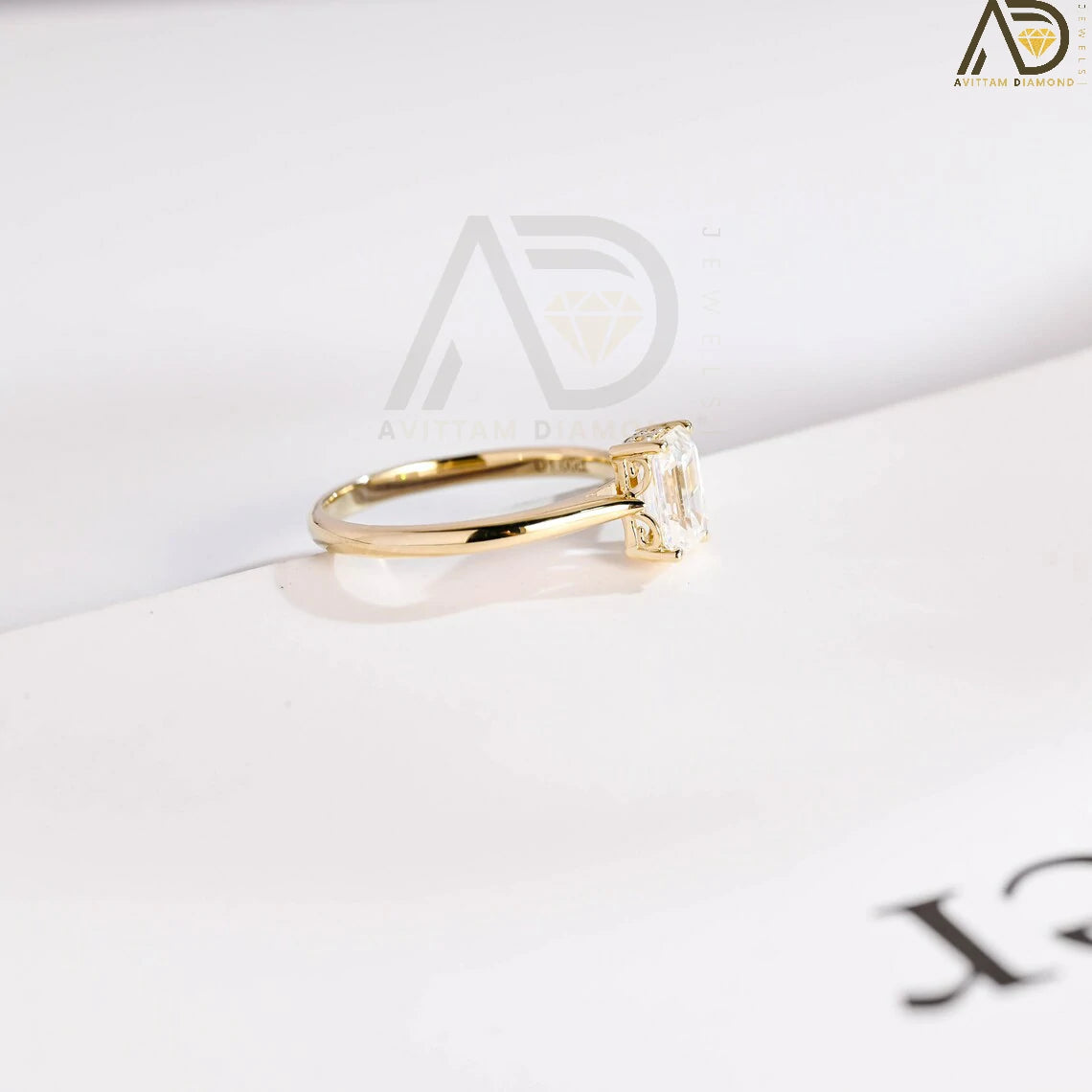 Minimalist Emerald Cut Ring | Elegant Moissanite Jewelry | Solid Gold Promise Ring