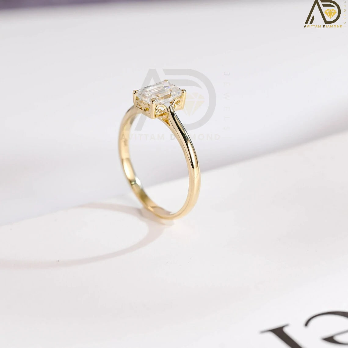 10K Gold Moissanite Ring | 14K Solid Gold Diamond Band | 18K Solid Gold Wedding Band