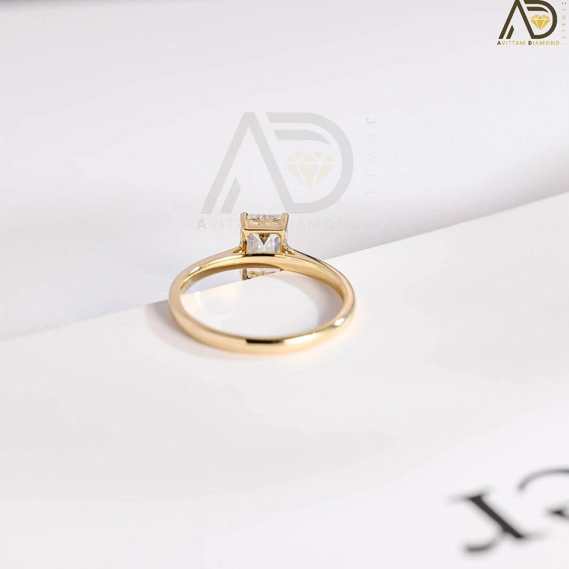 Minimalist Promise Ring Design | Emerald Cut Anniversary Ring | Stylish Solid Gold Jewelry