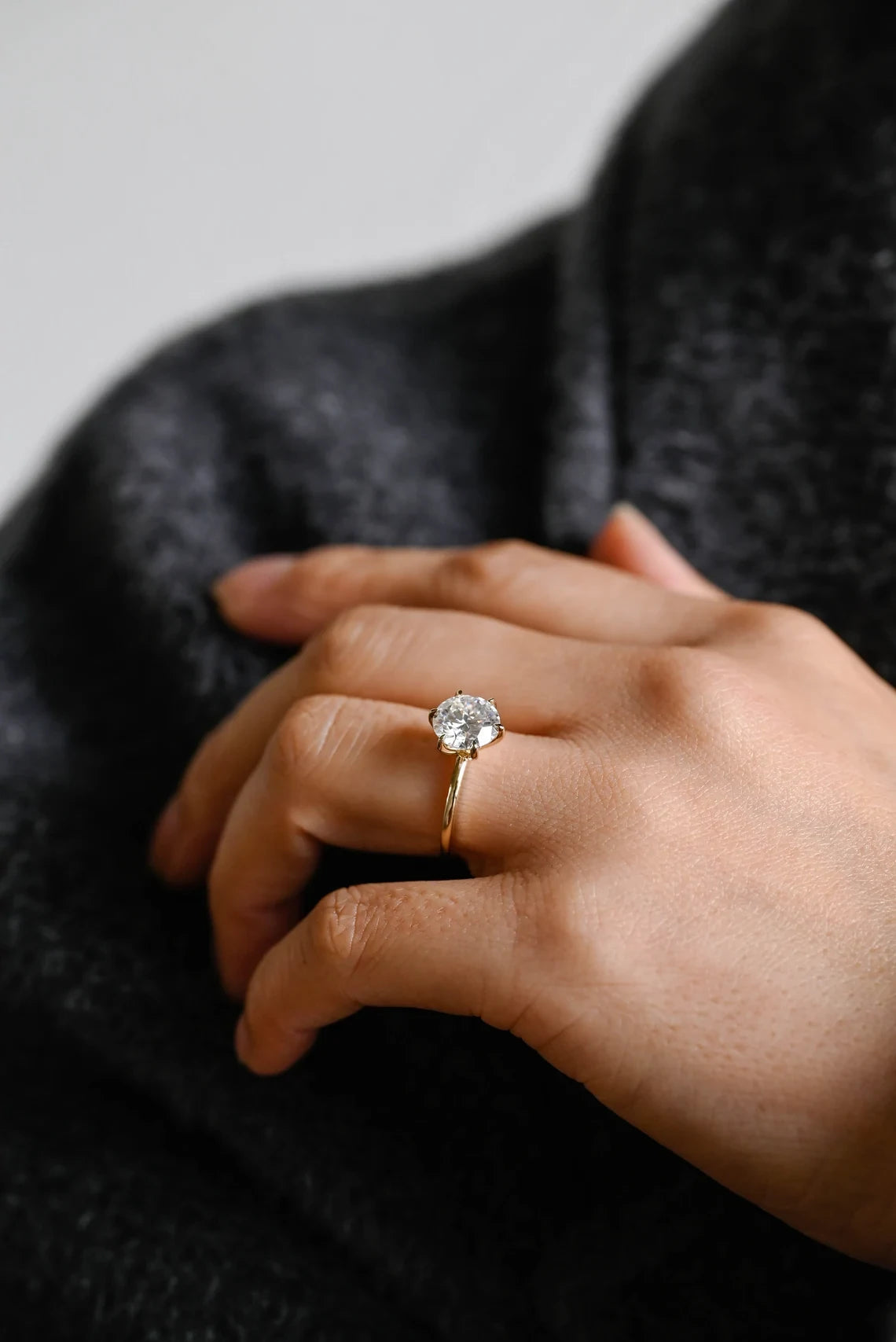 Solid Gold Proposal Ring | Round Moissanite Shine | Gift Ready