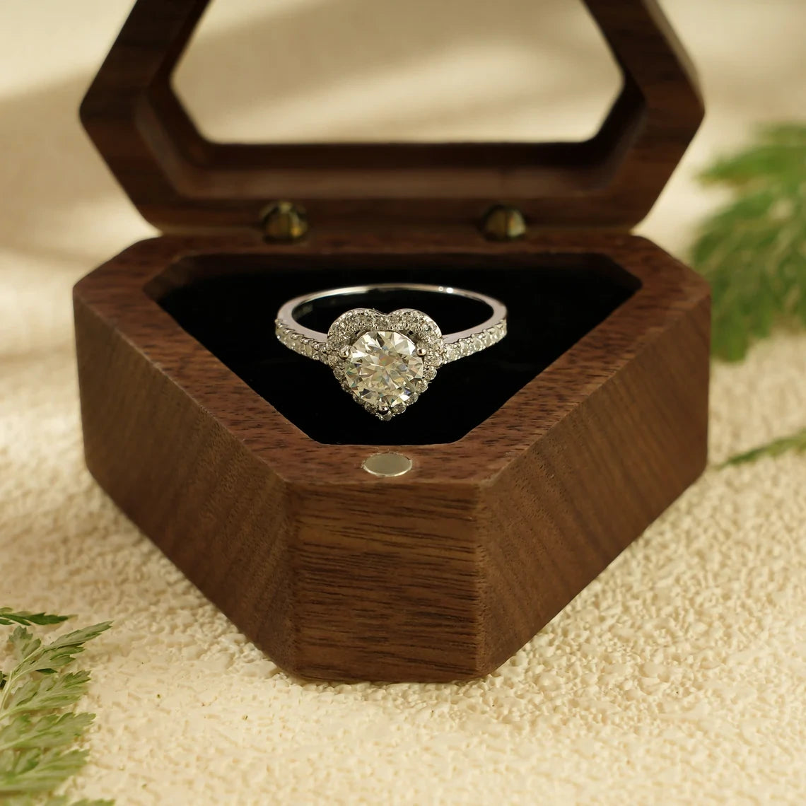 Heart Halo Moissanite Ring | 10K Solid Gold Promise | Elegant Love Gift