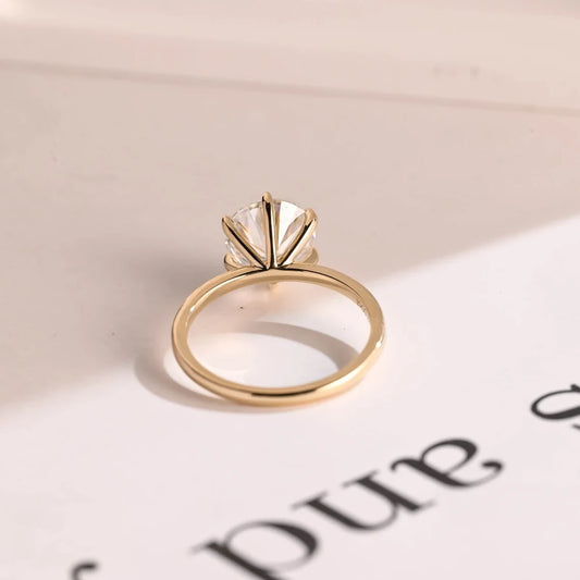 Solid Gold Moissanite Ring | Minimalist Engagement Band | Gift for Her