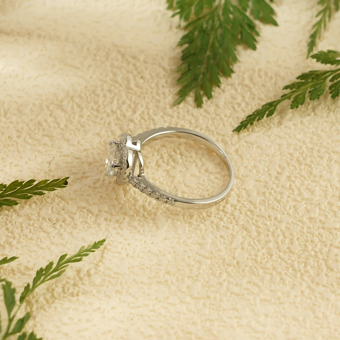Promise Ring for Women | Heart Halo Gold Ring | Anniversary Sparkle