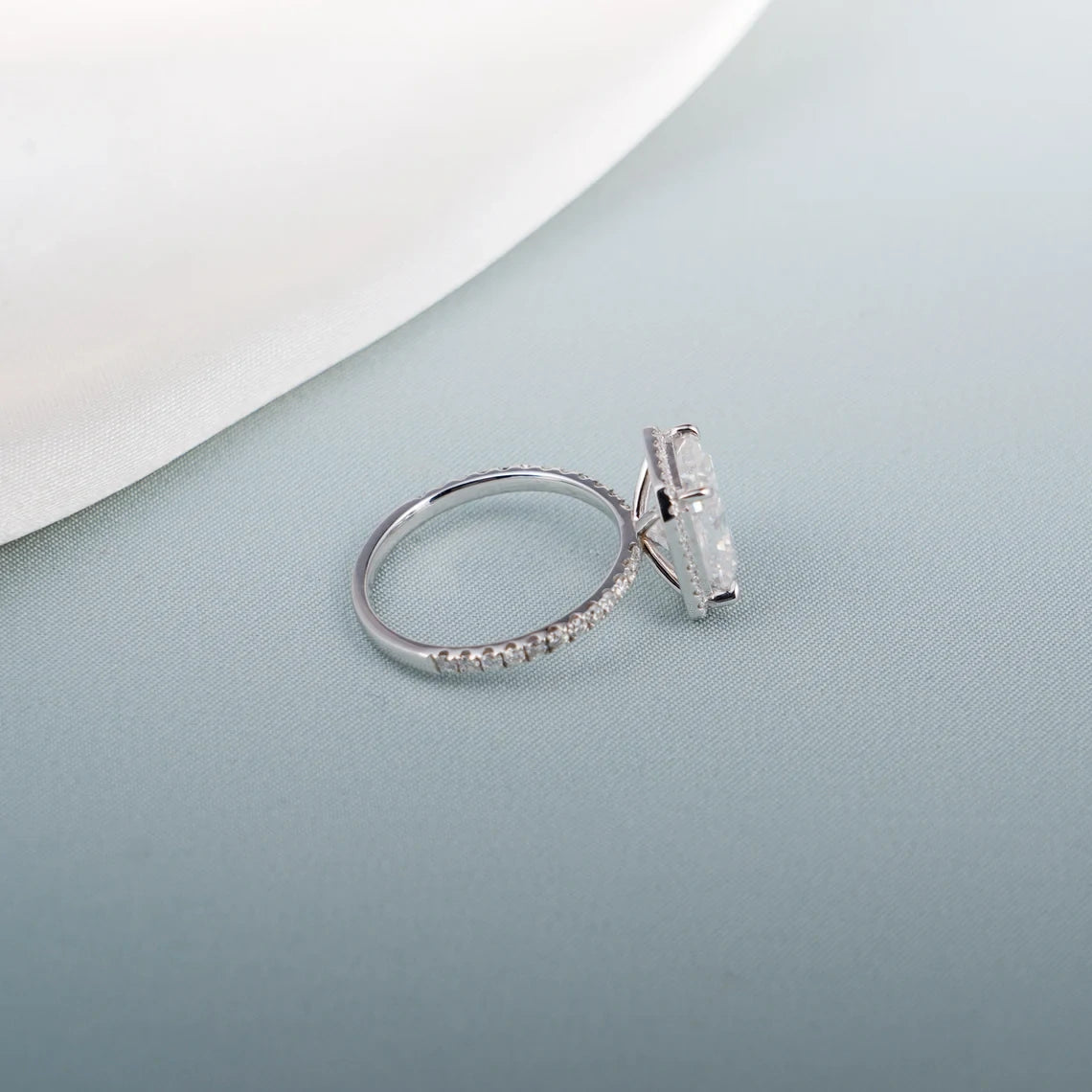 sparkling moissanite ring | halo ring for her | wedding ring with moissanite