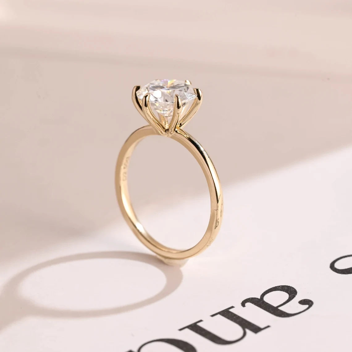 Moissanite Engagement Ring | Handmade in Gold | Romantic Spark